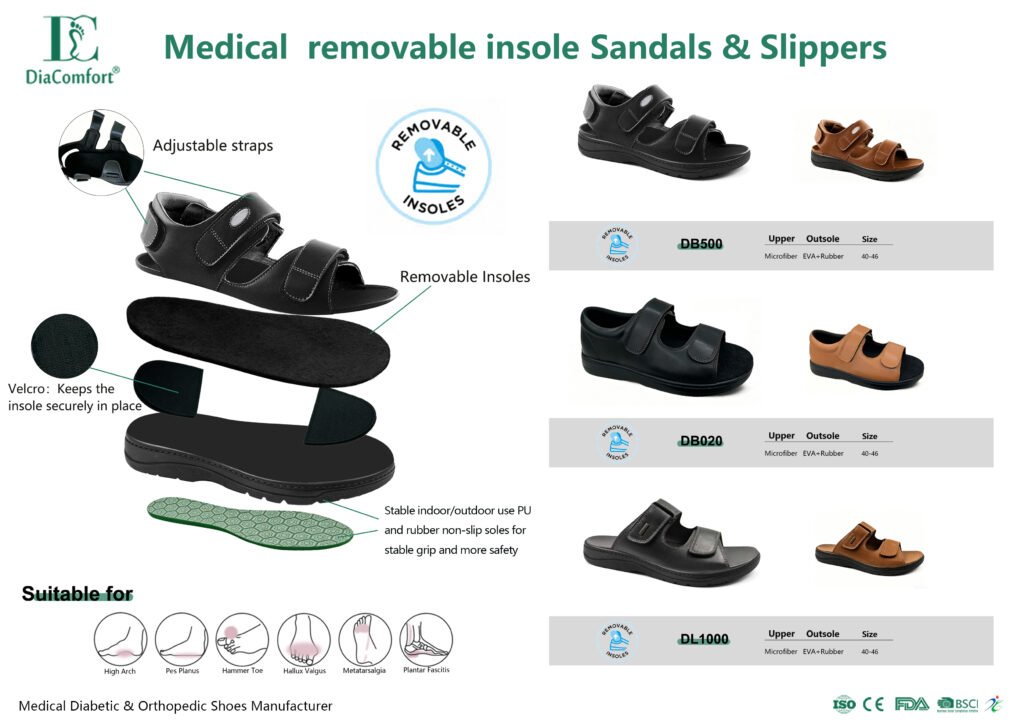 Medical removable insole Sandals & Slippers