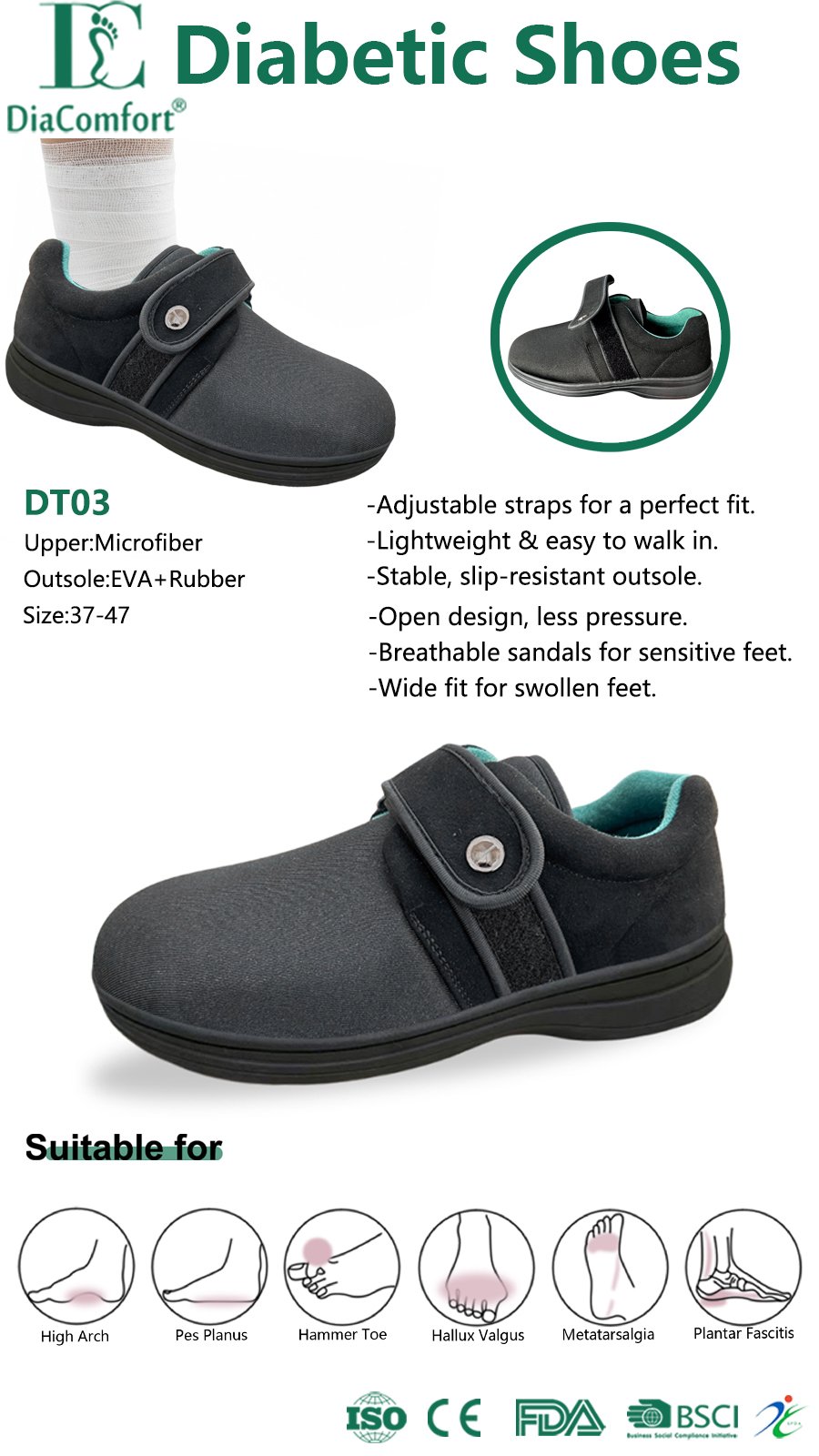 Diabetic shoes for diabetic foot