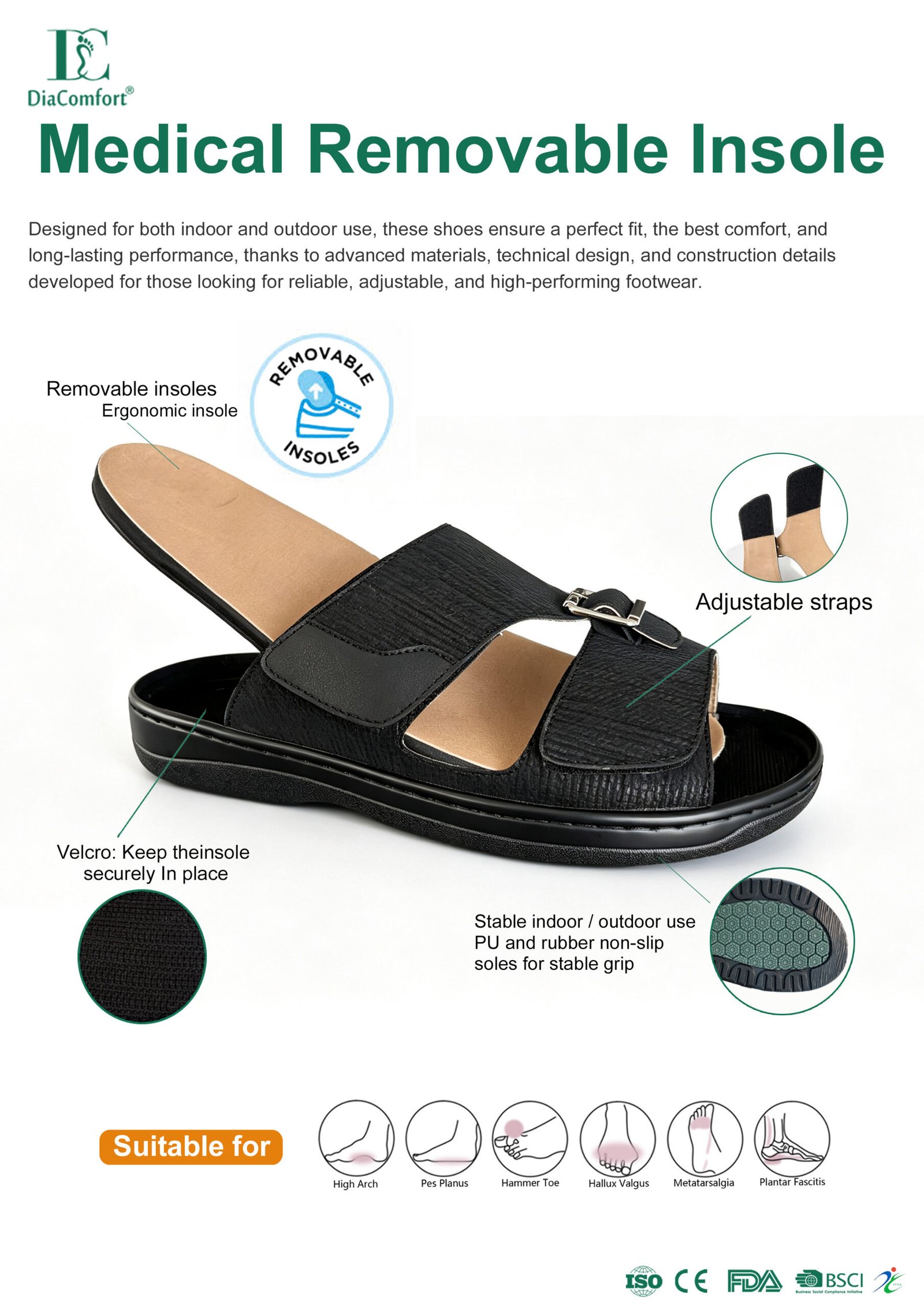 Medical Removable Insole Sandal